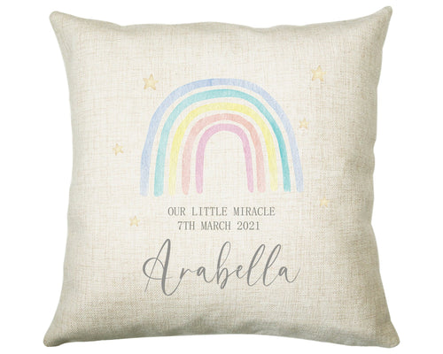 Personalised Baby Cushion New Baby Gift Rainbow Printed Name Design - Pillow Gift For Girls Boys Nursery Bedroom Decor Gift CS244