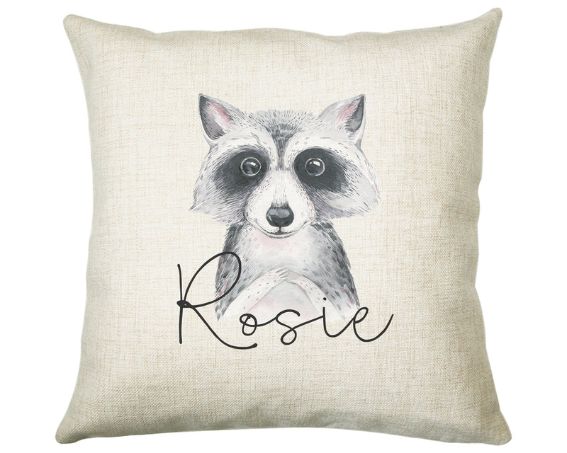 Personalised Raccoon Cushion Gift Printed Name Design - Cushion Throw Pillow Gift For Boys Nursery Bedroom Birthday Christmas Gift CS031