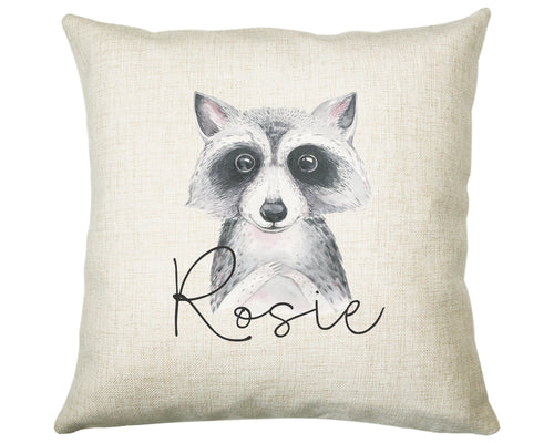 Personalised Raccoon Cushion Gift Printed Name Design - Cushion Throw Pillow Gift For Boys Nursery Bedroom Birthday Christmas Gift CS031