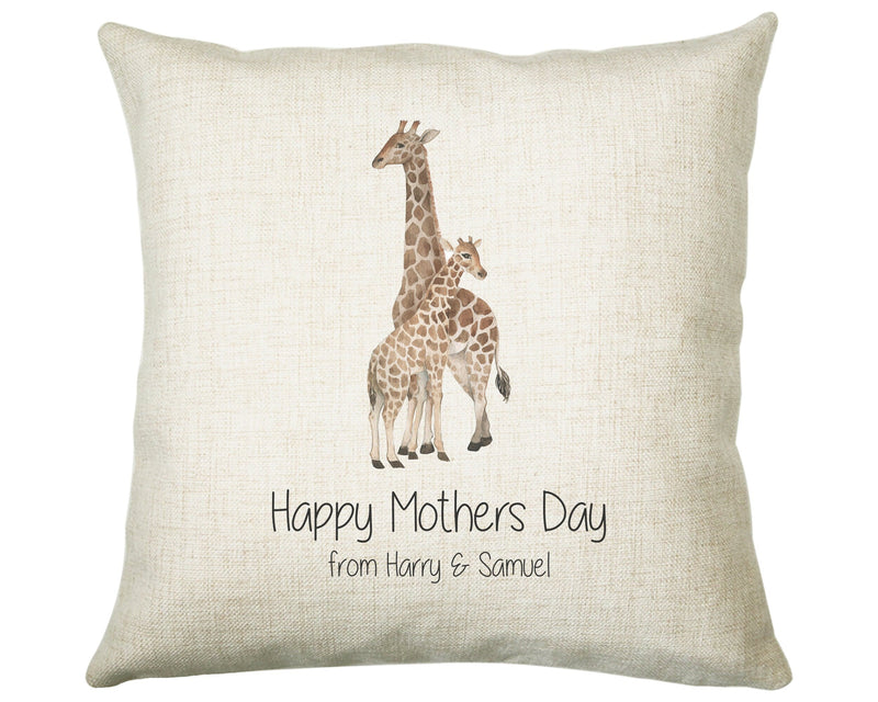 Personalised Giraffe Mothers Day Mum Cushion Gift - Safari Theme Throw Pillow From Kids Son Daughter Girl Boy Mummy Mother CS127