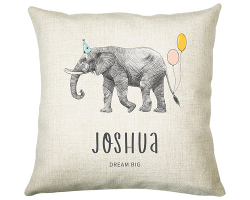 Personalised Elephant Cushion New Baby Gift Printed Name Design - Pillow Gift For Girls Boys Nursery Bedroom Decor Gift CS449