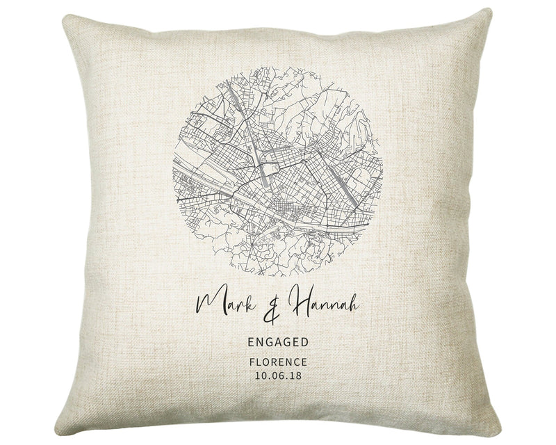 Personalised City Map Cushion Florence Anniversary Engagement Gift Name Design - Cushion Pillow Gift For Newly Married Couple Wedding CS431