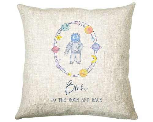Personalised Space Man Rocket Planet Cushion Gift Printed Name Design - Pillow Gift For Girls Boys Nursery Bedroom Decor Gift CS250