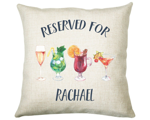 Personalised Cocktail Glass Reserved For Cushion Gift Printed Name Design Cushion Throw Pillow Gift For Him Her Christmas Gift CS338