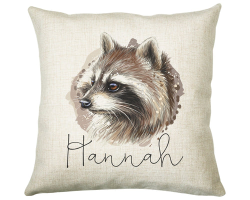 Personalised Raccoon Cushion Gift Printed Name Design - Cushion Throw Pillow Gift For Nature Lover CS307