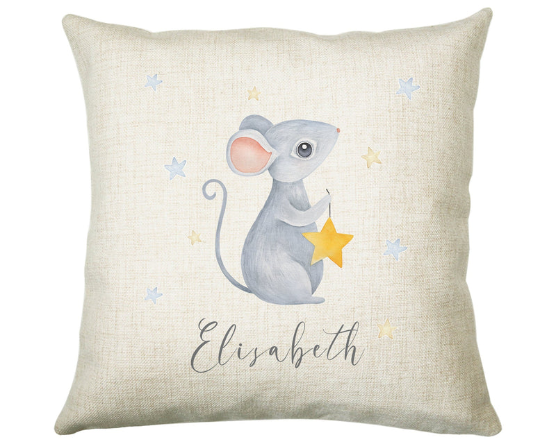 Personalised Baby Cushion New Baby Mouse Star Printed Name Design - Pillow Gift For Girls Boys Nursery Bedroom Decor Gift CS251