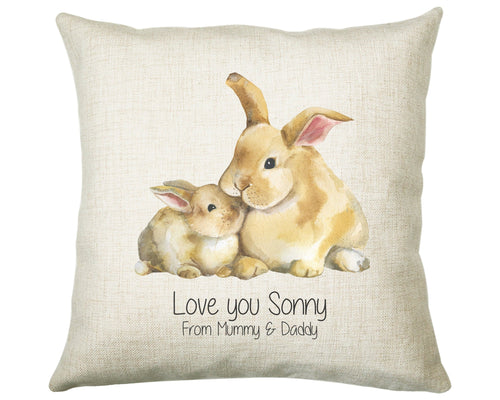 Personalised Bunny Rabbit Mothers Day Cushion Gift - Throw Pillow From Kids Son Daughter Girl Boy Mummy Mother CS126