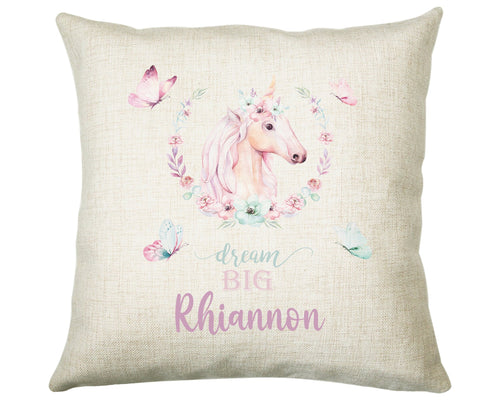 Personalised Unicorn Butterfly Cushion Magical Gift Printed Name Design - Pillow Gift For Girls Bedroom Decor For Her Birthday Gift CS263