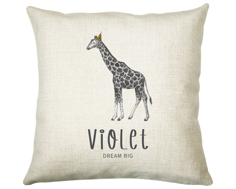 Personalised Giraffe Cushion New Baby Gift Printed Name Design - Pillow Gift For Girls Boys Nursery Bedroom Decor Gift CS450