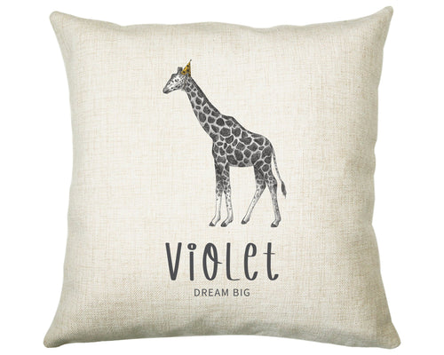 Personalised Giraffe Cushion New Baby Gift Printed Name Design - Pillow Gift For Girls Boys Nursery Bedroom Decor Gift CS450
