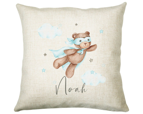 Personalised Baby Cushion New Baby Superhero Bear Gift Printed Name Design - Pillow Gift For Girls Boys Nursery Bedroom Decor Gift CS253