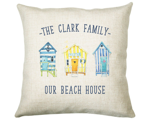 Personalised Beach House Cushion Gift Printed Name Design - Throw Pillow Gift For Family Beach House Gift For Mum Dad Christmas Gift CS201