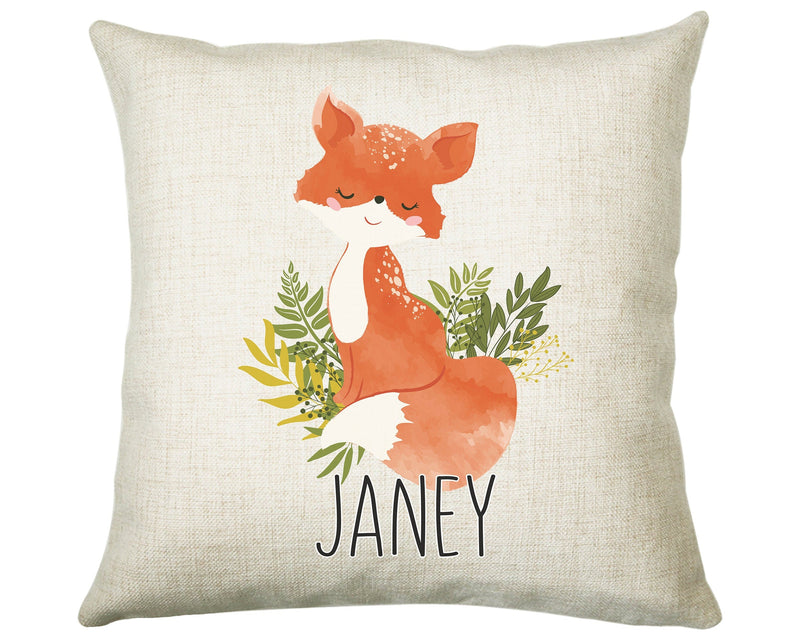 Personalised Fox Cushion Gift Printed Name Design - Cushion Throw Pillow Gift For Him/Her Sitting Room Bedroom Birthday Christmas Gift CS476