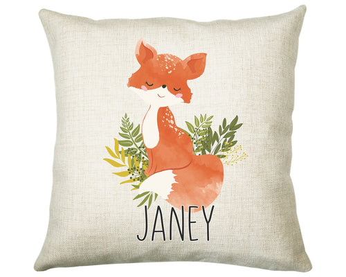 Personalised Fox Cushion Gift Printed Name Design - Cushion Throw Pillow Gift For Him/Her Sitting Room Bedroom Birthday Christmas Gift CS476