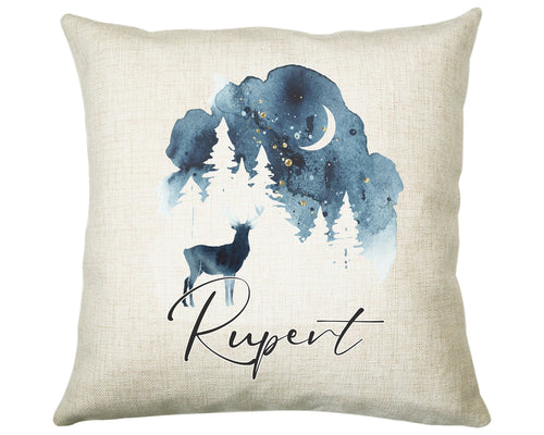 Personalised Deer Cushion Gift Printed Name Design - Cushion Throw Pillow Scenic Nature Gift For Mum Dad Friend Bedroom Gift CS503
