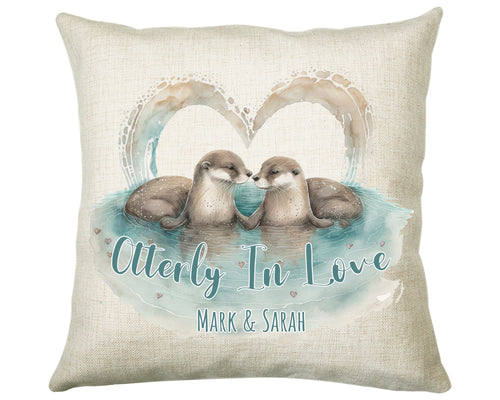 Personalised Valentines Day Otters Cushion Gift - Otterly In Love Cushion Throw Pillow Gift For Him Her Boyfriend Girlfriend Gift CS512
