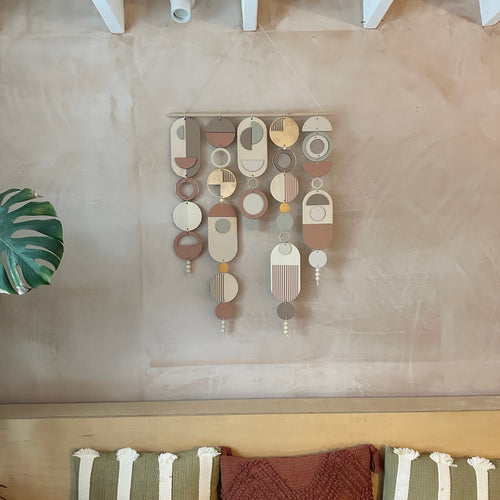 Modern Wall Art with Gold Metal Hoop Detailing and Blush Pink Accents