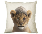 Birthday Gift For Boy Baby Lion Cub Cushion Gift Printed Name Design Cushion Throw Pillow Gift For Boys Nursery Bedroom Animal Gift CS531