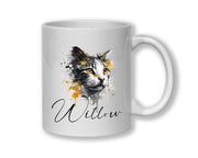 Cat Gift For Cat Lovers - Personalised Coffee Mug with Name - Cat Themed Gift for Cat Owner - Gift for Girls - Watercolour Warrior  MGZ545