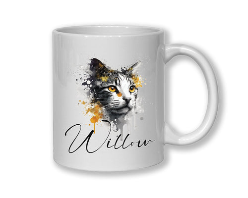 Cat Gift For Cat Lovers - Personalised Coffee Mug with Name - Cat Themed Gift for Cat Owner - Gift for Girls - Watercolour Warrior  MGZ545