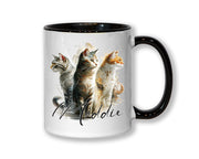 Cat Gift For Cat Lovers - Personalised Coffee Mug with Name - Cat Themed Gift for Cat Owner - Gift for Girls - Watercolour Warrior  MGZ546