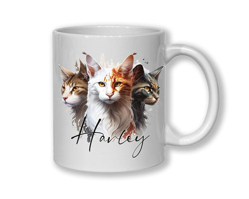 Cat Gift For Cat Lovers - Personalised Coffee Mug with Name - Cat Themed Gift for Cat Owner - Gift for Girls - Watercolour Warrior  MGZ549