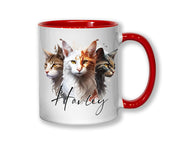 Cat Gift For Cat Lovers - Personalised Coffee Mug with Name - Cat Themed Gift for Cat Owner - Gift for Girls - Watercolour Warrior  MGZ549