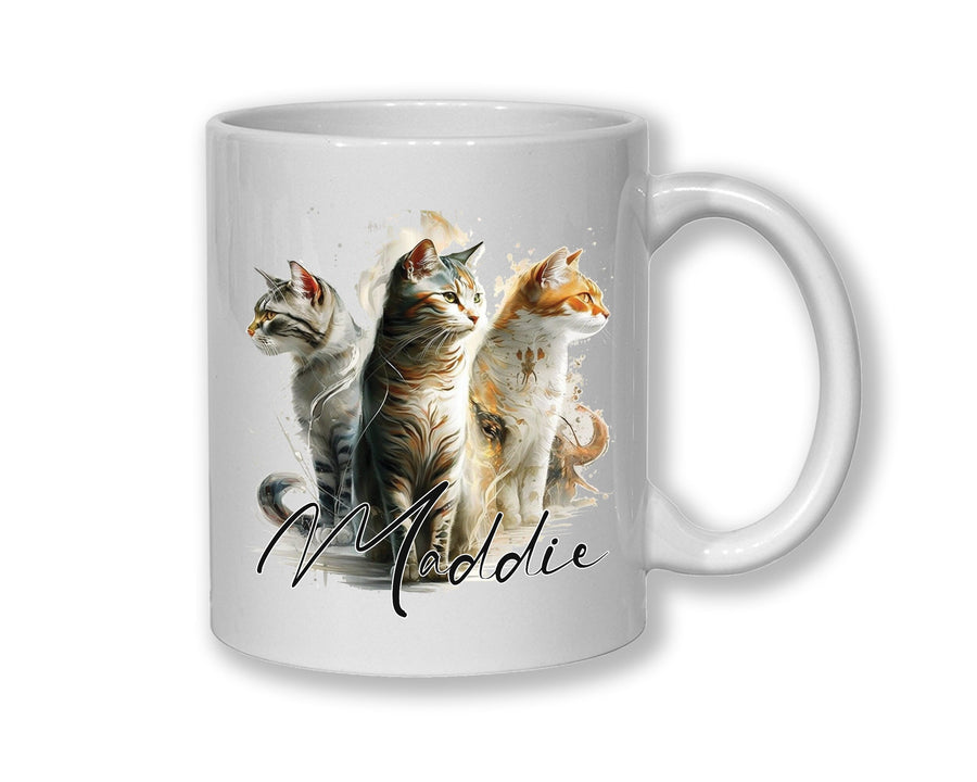 Cat Gift For Cat Lovers - Personalised Coffee Mug with Name - Cat Themed Gift for Cat Owner - Gift for Girls - Watercolour Warrior  MGZ546