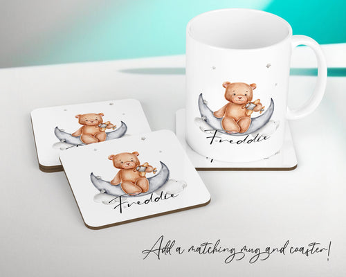 Personalised Moon Bear Cushion Magical Gift Printed Name Design New Baby Gift - Pillow Gift Girls Boys Bedroom Decor For Birthday Gift CS510