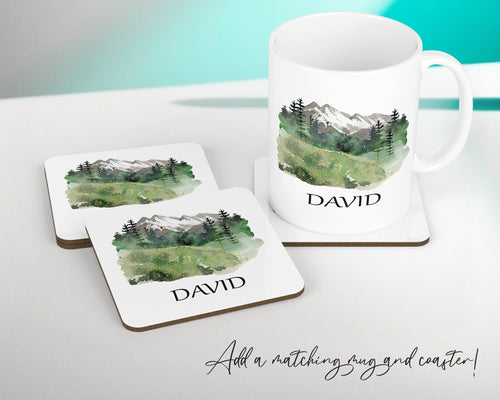 Personalised Tree Mountain Cushion Gift Printed Name Design - Cushion Throw Pillow Scenic Nature Gift For Sitting Room Bedroom Gift CS498