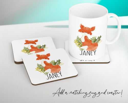 Personalised Fox Cushion Gift Printed Name Design - Cushion Throw Pillow Gift For Him/Her Sitting Room Bedroom Birthday Christmas Gift CS476