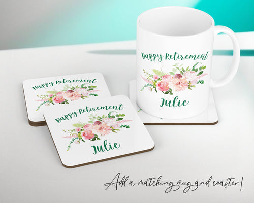 Personalised Happy Retirement Cushion Gift Flower Bouquet Printed Name Design - Pillow Gift For Retirement Present Decor Gift CS473