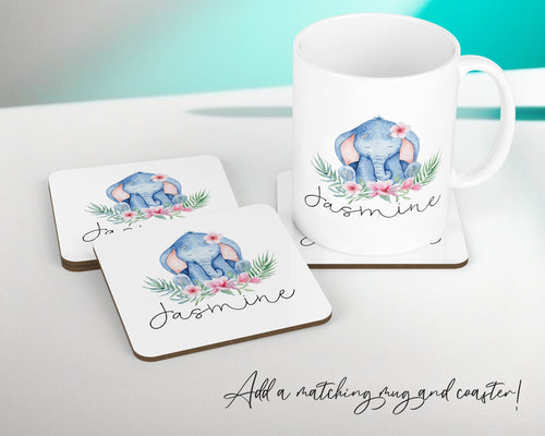 Personalised Elephant Cushion Gift Printed Name Design - Cushion Throw Pillow Gift For Boys Nursery Bedroom Birthday Christmas Gift CS044