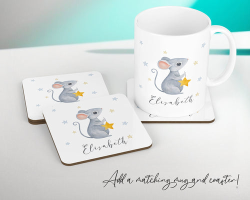 Personalised Baby Cushion New Baby Mouse Star Printed Name Design - Pillow Gift For Girls Boys Nursery Bedroom Decor Gift CS251