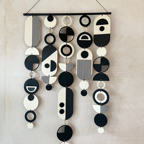 Handmade Modern Monochrome Wooden Wall Art - Home Decor Tapestry