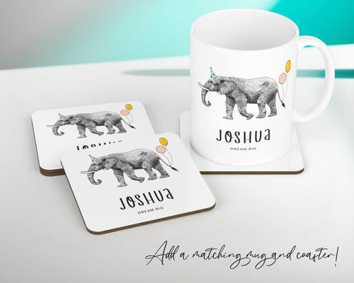 Personalised Elephant Cushion New Baby Gift Printed Name Design - Pillow Gift For Girls Boys Nursery Bedroom Decor Gift CS449