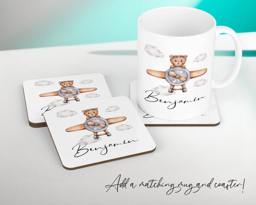 Personalised Plane Bear Cushion Magical Gift Printed Name Design Baby Gift - Pillow Gift Girls Boys Bedroom Decor For Birthday Gift CS509