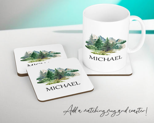 Personalised Tree Mountain Cushion Gift Printed Name Design - Cushion Throw Pillow Scenic Nature Gift For Sitting Room Bedroom Gift CS495