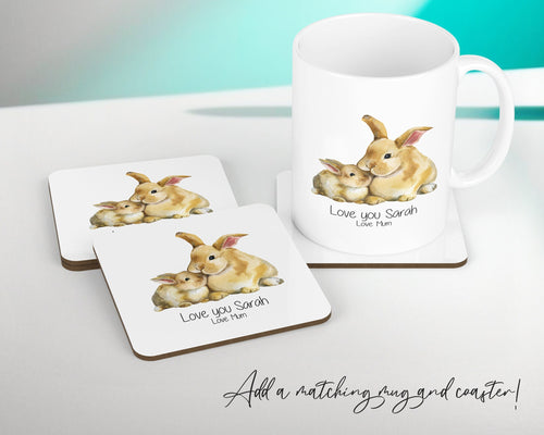 Personalised Bunny Rabbit Mothers Day Cushion Gift - Throw Pillow From Kids Son Daughter Girl Boy Mummy Mother CS126