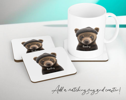 Birthday Gift For Boy Baby Bear Cushion Gift Printed Name Design Cushion Throw Pillow Gift For Boys Nursery Bedroom Animal Gift CS539