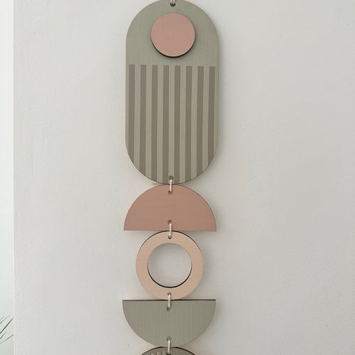 Pink and Grey Wall Hanging - Soft Pink Decor - Muted Pink Wall Decor - Slim Long Art - Thin Wall Hanging - New Home Gift - Pink Wall Art