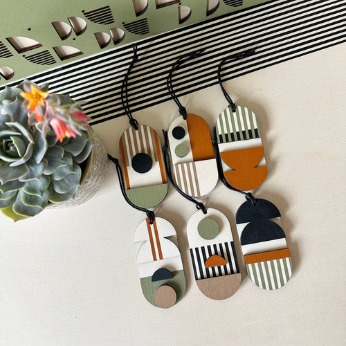 Original Small Geometric Wall Hanging - Mini Mid-Century Wall Art - Little Wooden Decoration - Contemporary Wall Decor