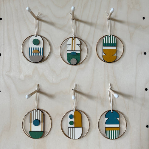 Small Geometric Wall Hanging - Mini Mid-Century Wall Art - Little Wooden Decoration - Contemporary Wall Decor