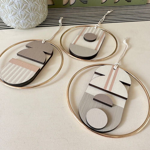 Geometric - Mini Mid-Century Wall Art - Pink & Natural Decoration - Contemporary Wall Decor