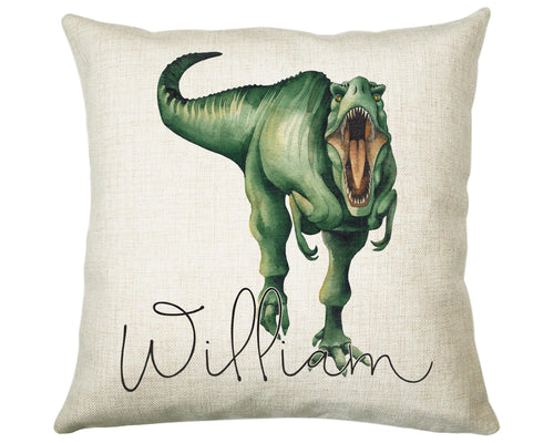 Personalised Dinosaur Cushion Gift Printed Name Design - Cushion Throw Pillow Gift For Boy Girl Kids Bedroom Birthday Christmas Gift CS169