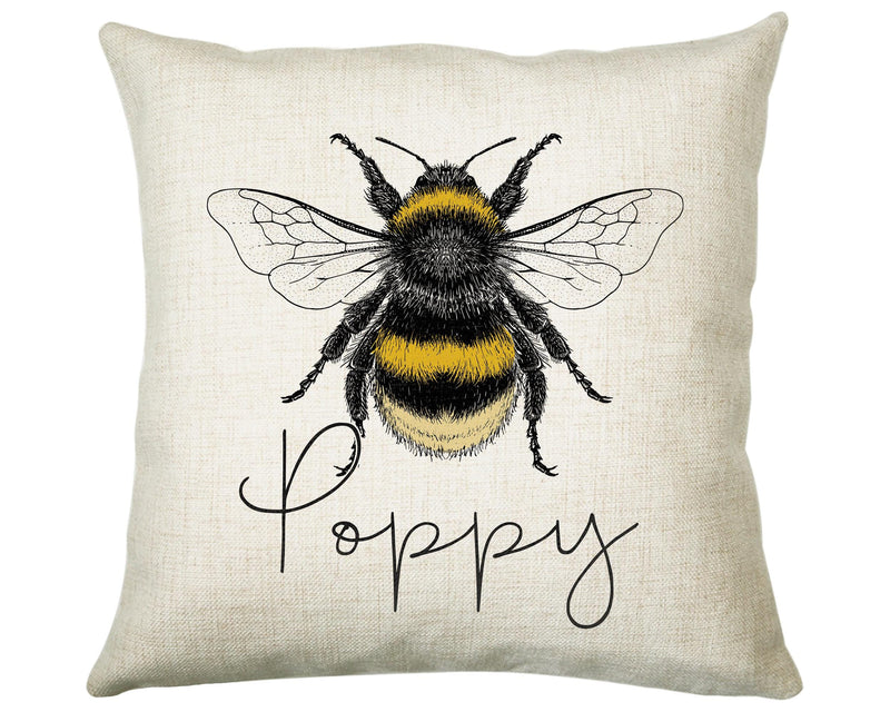 Personalised Bumble Bee Cushion Gift Printed Name Design - Cushion Throw Pillow Gift For Beekeeper Gardener Gardening Christmas Gift CS038