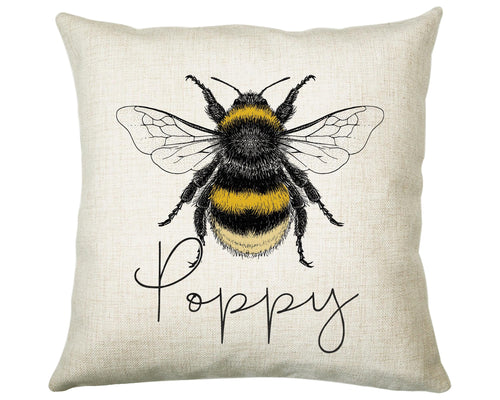 Personalised Bumble Bee Cushion Gift Printed Name Design - Cushion Throw Pillow Gift For Beekeeper Gardener Gardening Christmas Gift CS038