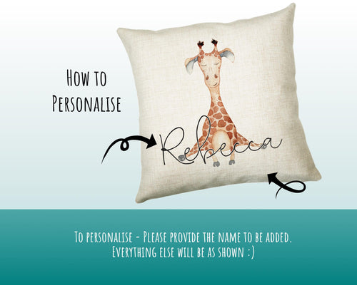 Personalised Giraffe Cushion Gift Printed Name Design - Cushion Throw Pillow Gift For Mum Dad Friend Bedroom Birthday Christmas Gift CS157