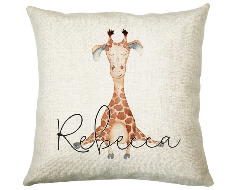 Personalised Giraffe Cushion Gift Printed Name Design - Cushion Throw Pillow Gift For Mum Dad Friend Bedroom Birthday Christmas Gift CS157
