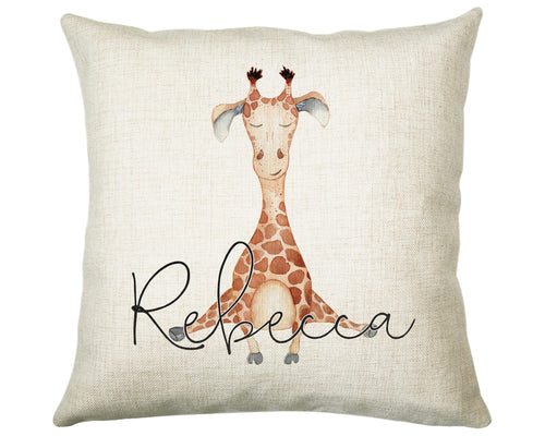 Personalised Giraffe Cushion Gift Printed Name Design - Cushion Throw Pillow Gift For Mum Dad Friend Bedroom Birthday Christmas Gift CS157